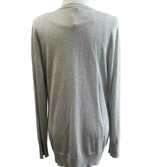 Cach’e Metallic Silver Zip Cardigan Size XL - Picture 2 of 7